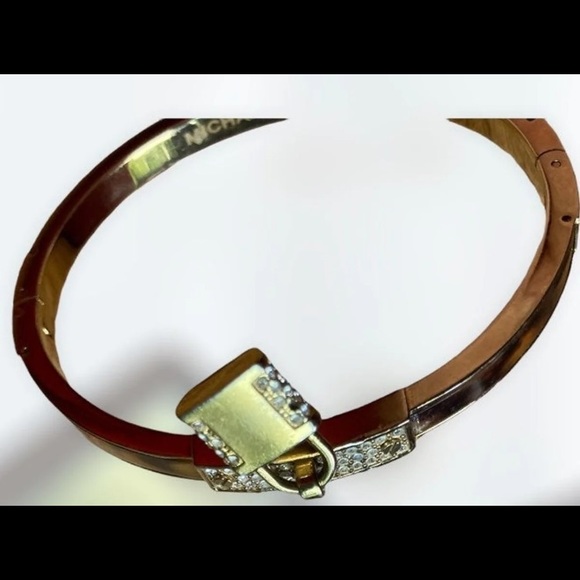 Michael Kors crystal and pave gold toned hinged padlock bracelet - Picture 7 of 10